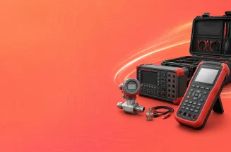Kalibrasyon ölçüm cihazları ve ekipmanları kırmızı arka planda