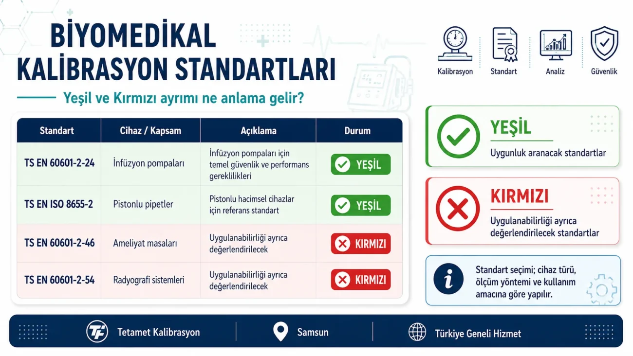 Tetamet Kalibrasyon için Biyomedikal Kalibrasyon Standartları Listesi sürecini anlatan teknik fotoğraf - SAMSUN